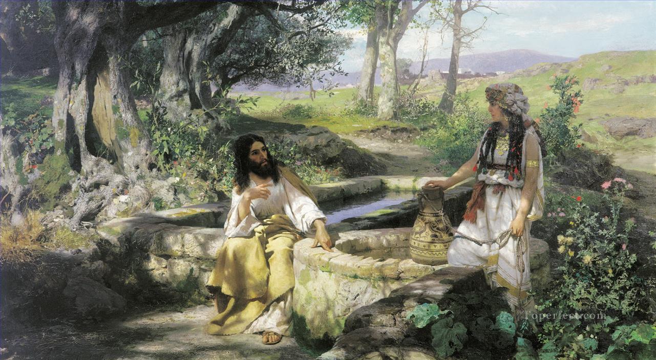 Christ et la femme samaritaine Peintures à l'huile